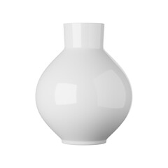 White ceramic vase isolated on white background, 3d rendering