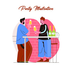 happy cartoon people having fun at birthday party vector flat illustration. The concept of friends' characters celebrating a holiday is isolated on white. Collection of festive men and woman