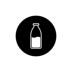 Bottle with milk icon in black round