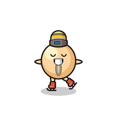 soy bean cartoon as an ice skating player doing perform