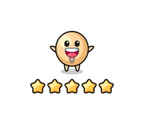Obraz premium the illustration of customer best rating, soy bean cute character with 5 stars