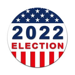 Election 2022 in united states - graphic with flag in circle form - 3D Illustration