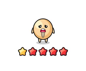 the illustration of customer bad rating, soy bean cute character with 1 star