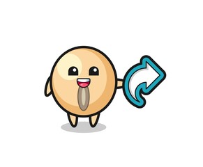 cute soy bean hold social media share symbol
