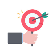 Businessman hand pinning arrows on targets success concept