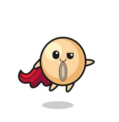 cute soy bean superhero character is flying
