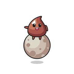 illustration of choco chip cartoon sitting on the moon