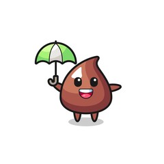cute choco chip illustration holding an umbrella
