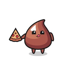 cute choco chip cartoon eating pizza