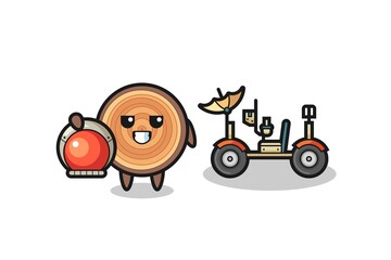 the cute wood grain as astronaut with a lunar rover