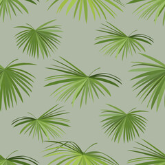Seamless pattern areca plam leaf tropical leaves on Pale yellow color background.printing wallpaper.vector illustration