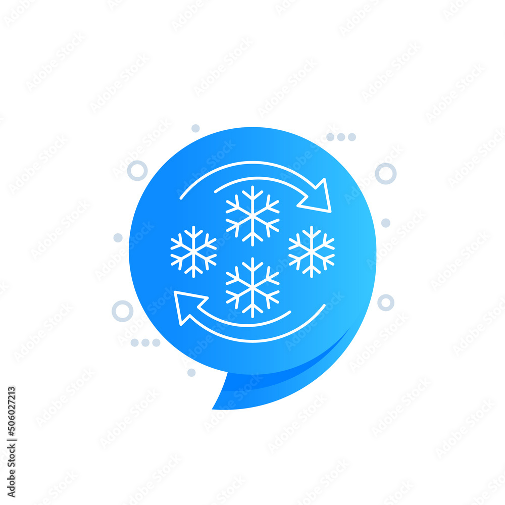 Poster refreezing line icon with arrows