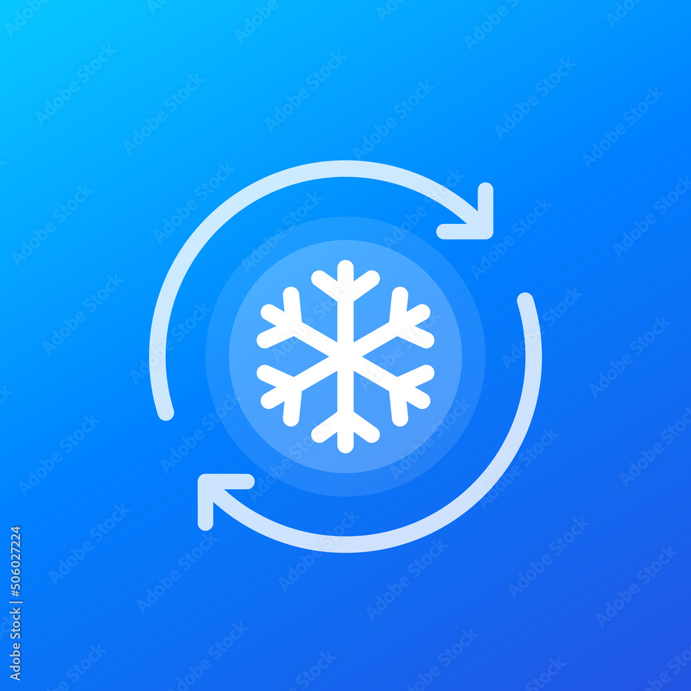 Poster refreezing icon with a snowflake, vector