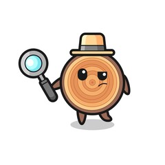 wood grain detective character is analyzing a case