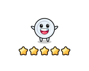 the illustration of customer best rating, plate cute character with 5 stars