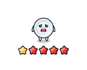 the illustration of customer bad rating, plate cute character with 1 star