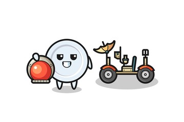 the cute plate as astronaut with a lunar rover