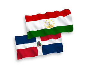 Flags of Dominican Republic and Tajikistan on a white background