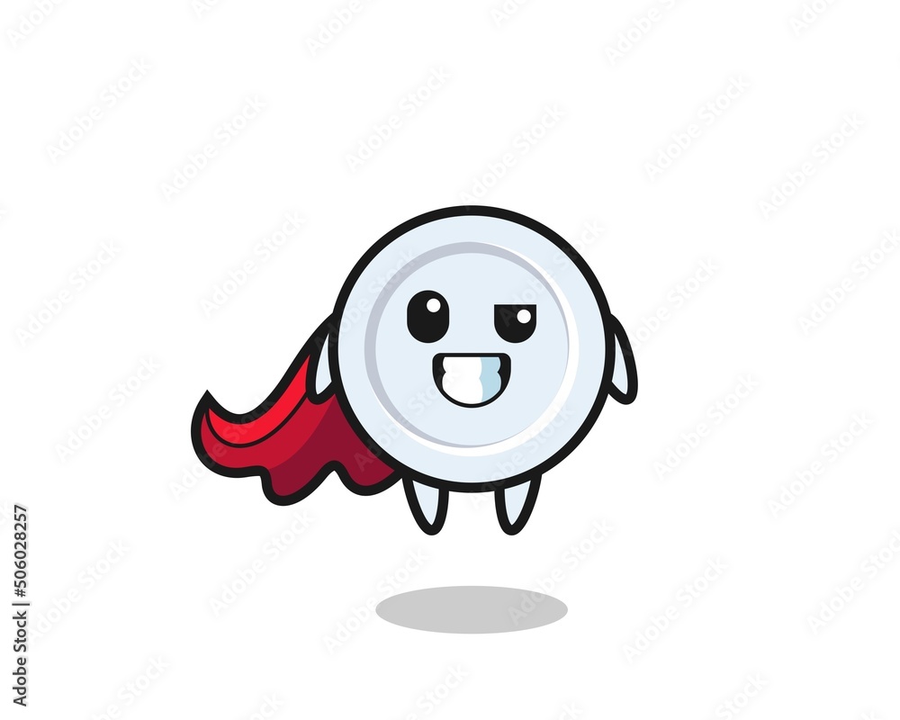 Poster the cute plate character as a flying superhero