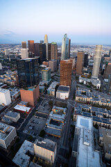 Fototapeta na wymiar The downtown Los Angeles California and the city traffic at dusk