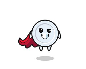 the cute plate character as a flying superhero