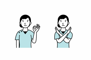 OK・NGサインをする女性歯科医師