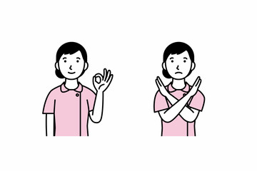 OK・NGサインをする女性看護師