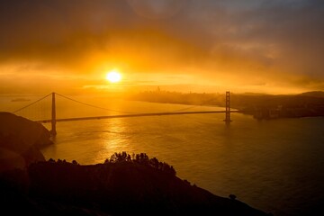 Fototapeta na wymiar The San Francisco Golden Gate in USA during the sunrise