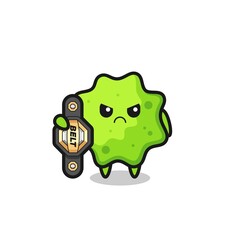 splat mascot character as a MMA fighter with the champion belt