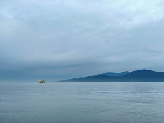 Yellow floater in the sea