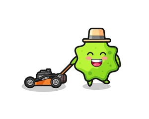 illustration of the splat character using lawn mower
