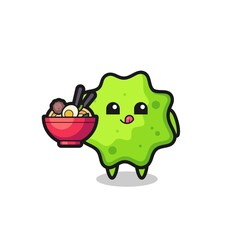 cute splat character eating noodles