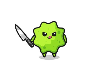 cute splat mascot as a psychopath holding a knife