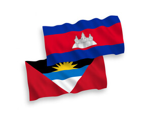 Flags of Kingdom of Cambodia and Antigua and Barbuda on a white background