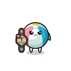 beach ball mascot character as a MMA fighter with the champion belt