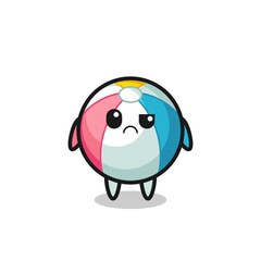 the mascot of the beach ball with sceptical face