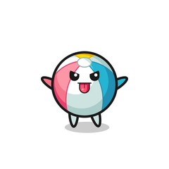 naughty beach ball character in mocking pose