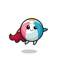 cute beach ball superhero character is flying