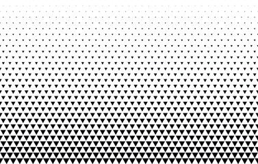 Geometric pattern of black triangles on a white background.Seamless in one direction. A variant with medium attenuation.Radial method.29 figures in hight