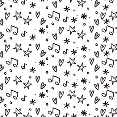 Seamless Cute Doodle Pattern - Vector