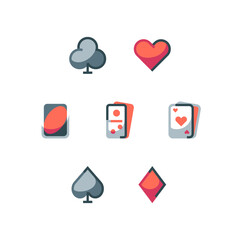 Playing cards games icon set with domino and uno vector icons - obrazy, fototapety, plakaty