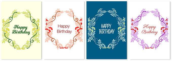 Fototapeta na wymiar Decorative Art Nouveau inspired Birthday card cards 210 mm x 148 mm