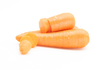 Fresh Carrot over on white background, Clipping path.