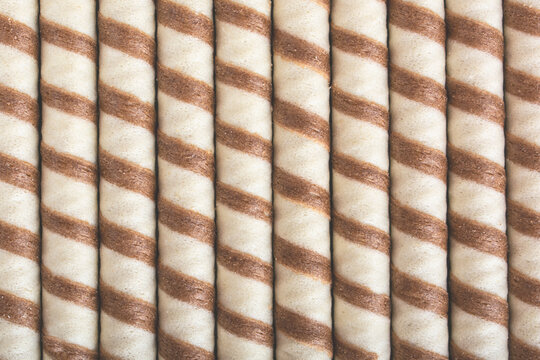 Wafer rolls background. An image of a flat lay texture.