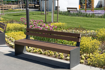 Modern garden bench in the park