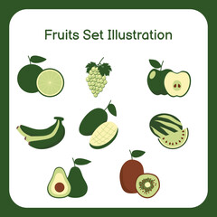 set of fruits and vegetables