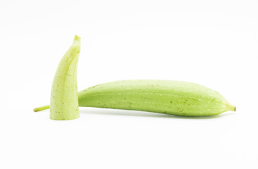 green sponge gourd vegetable fresh and white background