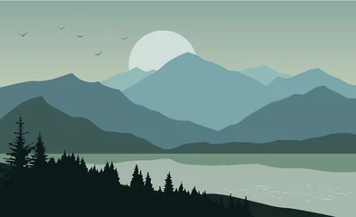 Poster landscape with lake and mountains © Sergey