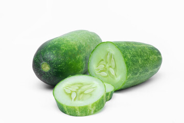 Cucumber slice isolated. Cucumber on white. Full depth of field. With clipping path