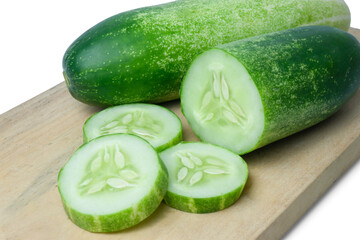 Cucumber slice isolated. Cucumber on white. Full depth of field. With clipping path